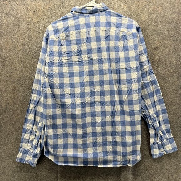 J Crew Shirt Mens Large Blue White Gingham Heathered Cotton Button Down Casual - Picture 2 of 10